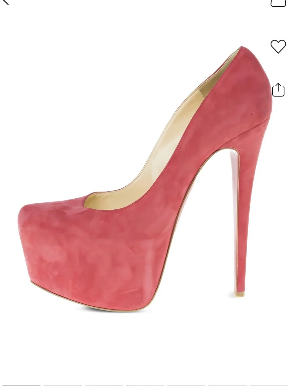Christian Louboutin Red Suede Platform Pumps with High Stiletto Heel